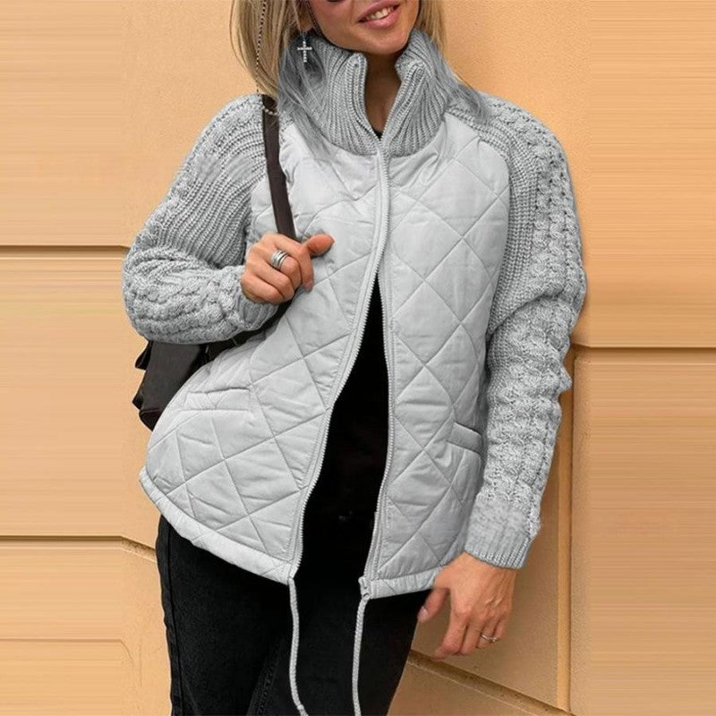 Auvia™ - Damjacka i stickad patchwork, lätt & stilren dunjacka