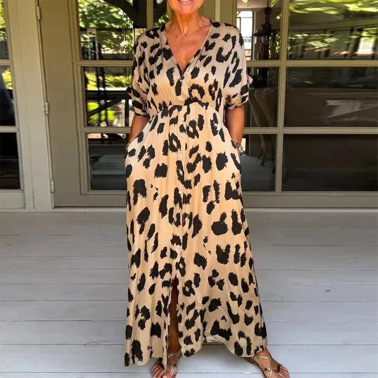 Sable™ - Stilren Maxiklänning med Leopardmönster